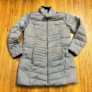 Cabelas Coat Womens Large Long Down Gray 4most Down Goose Winter